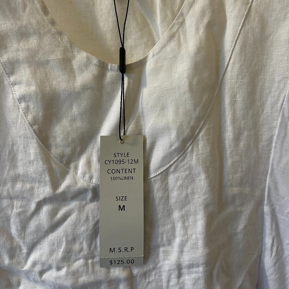 NWT By Cynthia. 100% White linen dress - Picture 7 of 8